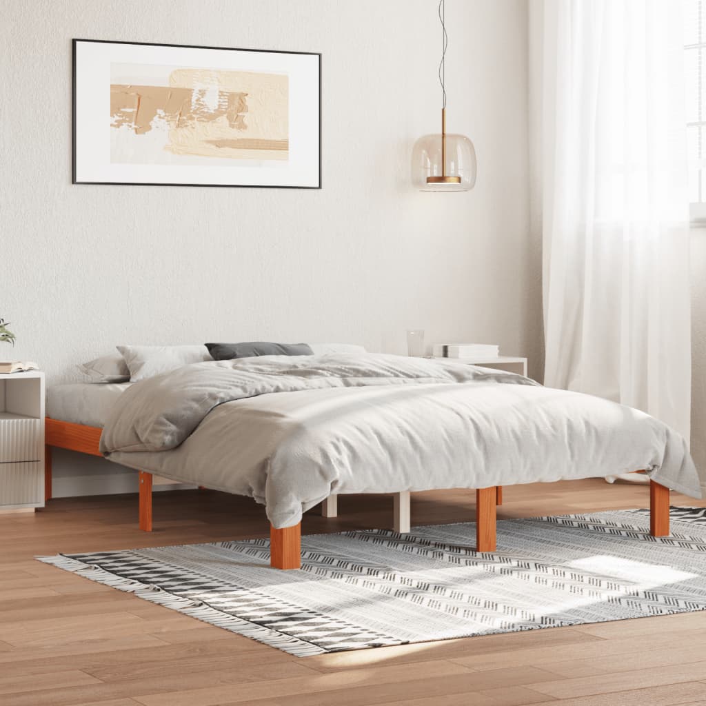 Sengeramme uten madrass voksbrun 120x190 cm heltre furu