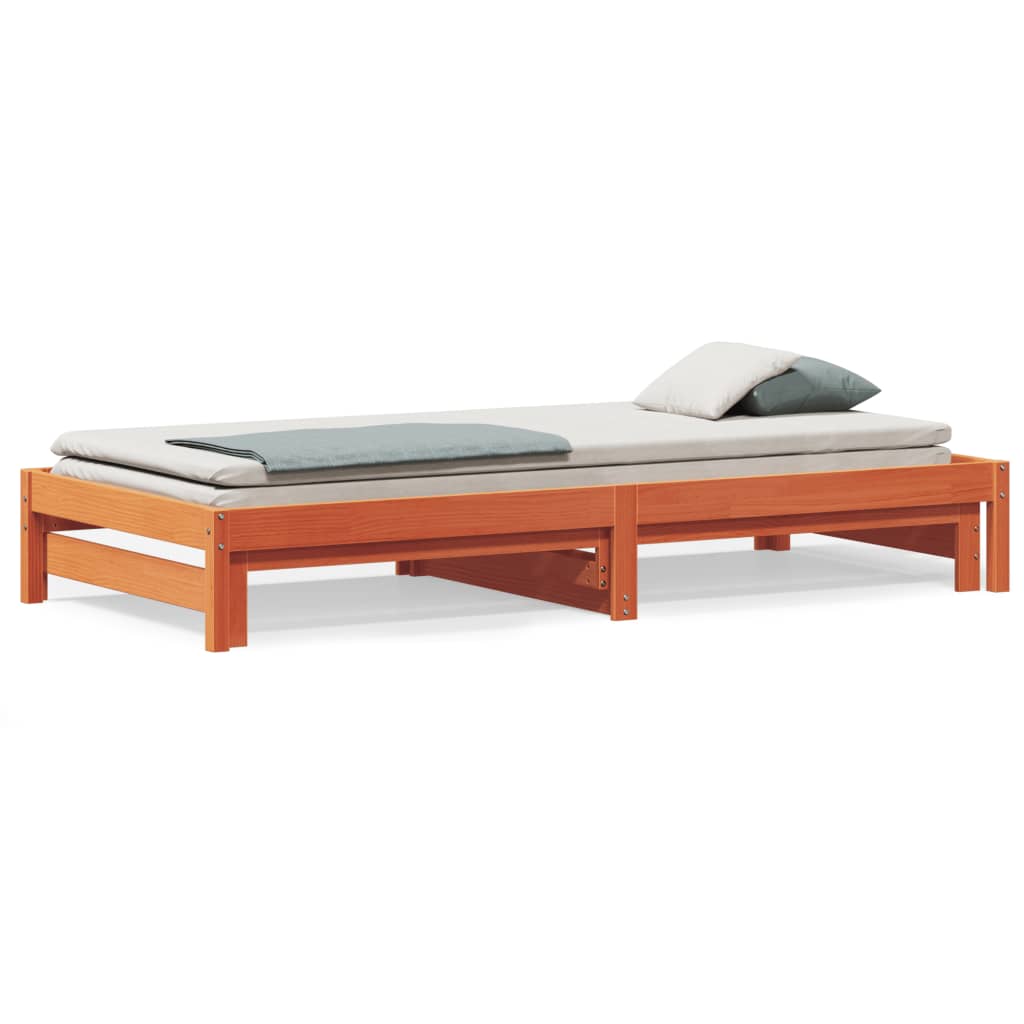 Uttrekkbar dagseng voksbrun 80x200 cm heltre furu