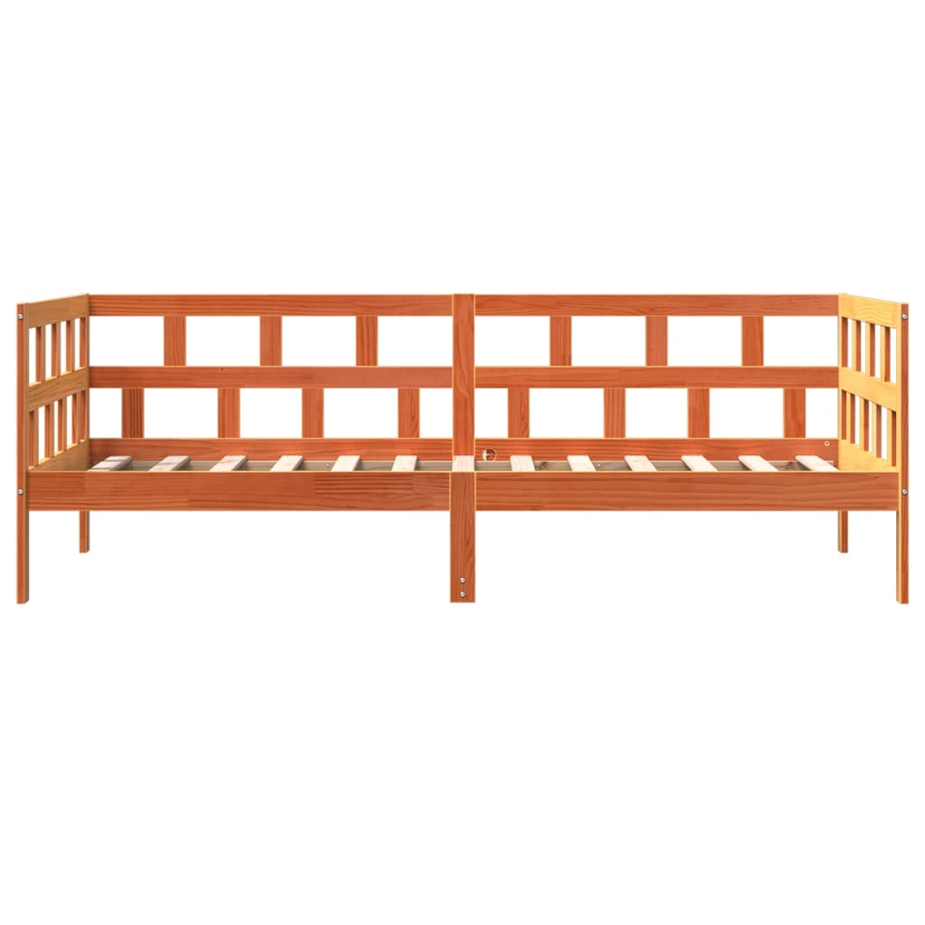 Seng med madrass voksbrun 90x200 cm heltre furu