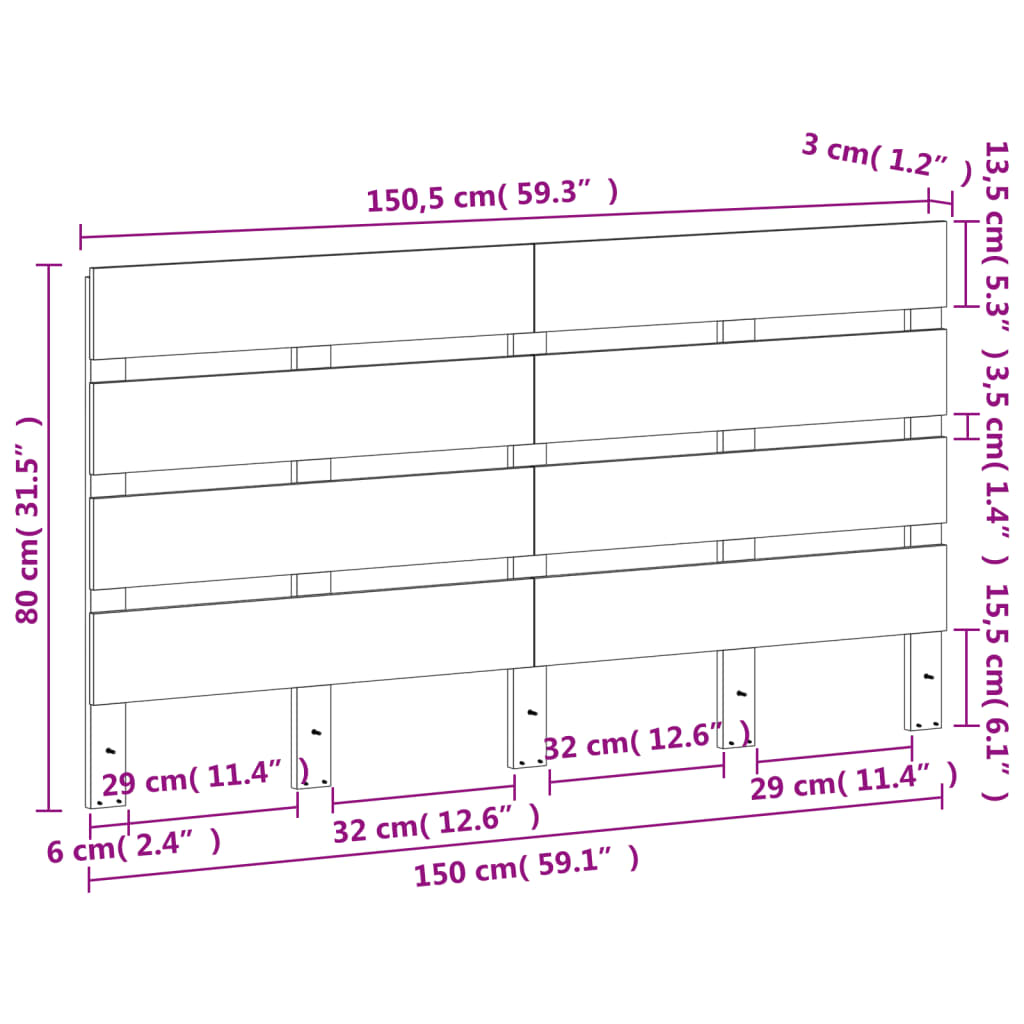 Hodegavl voksbrun 150 cm heltre furu