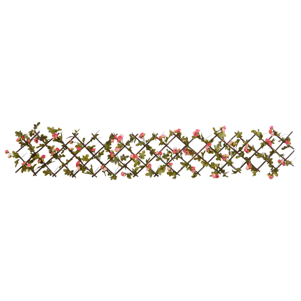 Utvidbart espalier med kunstig eføy mørkerosa grønn 180x20 cm