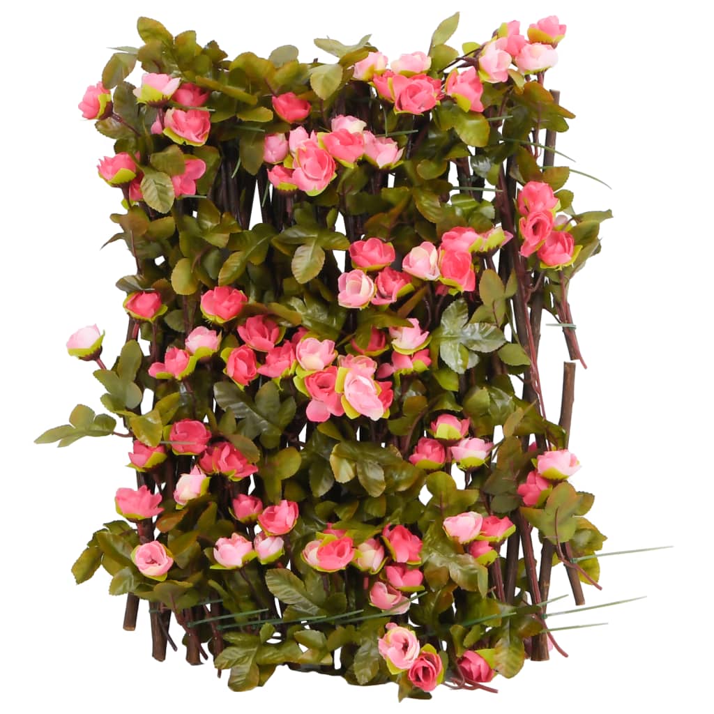 Utvidbart espalier med kunstig eføy 5 stk mørkerosa 180x20 cm