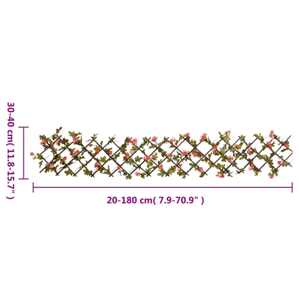 Utvidbart espalier med kunstig eføy 5 stk mørkerosa 180x20 cm
