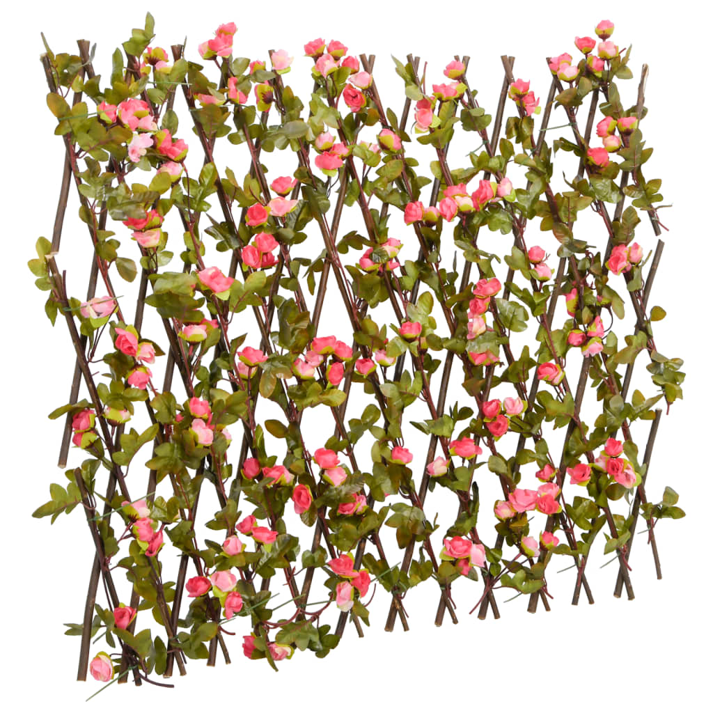 Utvidbart espalier med kunstig eføy mørkerosa grønn 180x60 cm