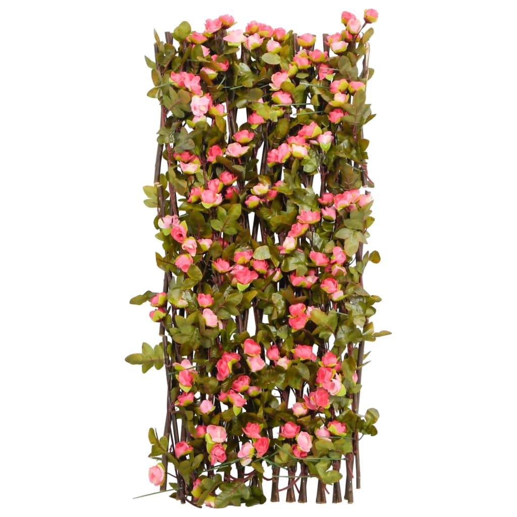Utvidbart espalier med kunstig eføy mørkerosa grønn 180x60 cm