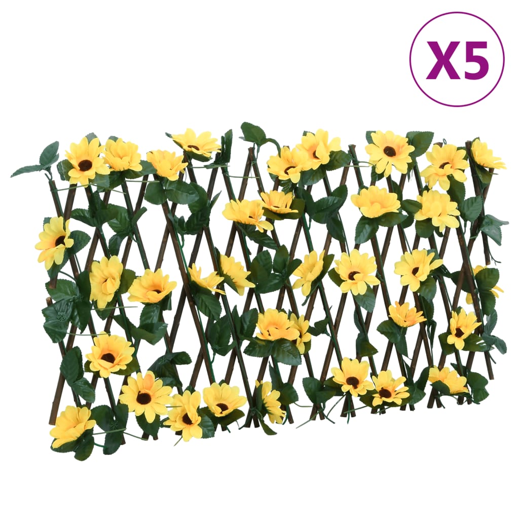 Utvidbart espalier med kunstig eføy 5 stk gul 180x20 cm