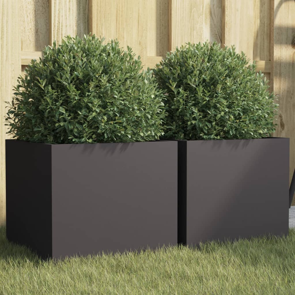 Plantekasser 2 stk svart 32x30x29 cm stål