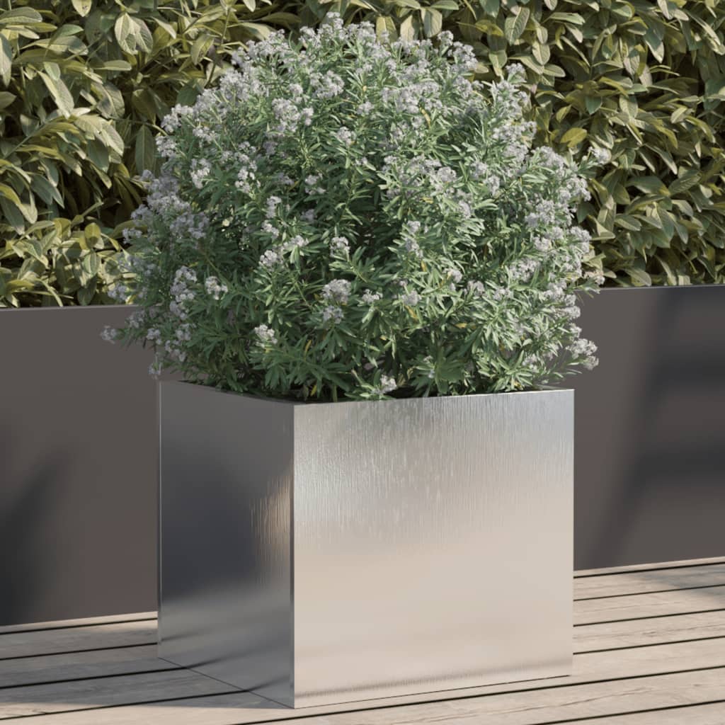 Plantekasse sølv 32x30x29 cm rustfritt stål