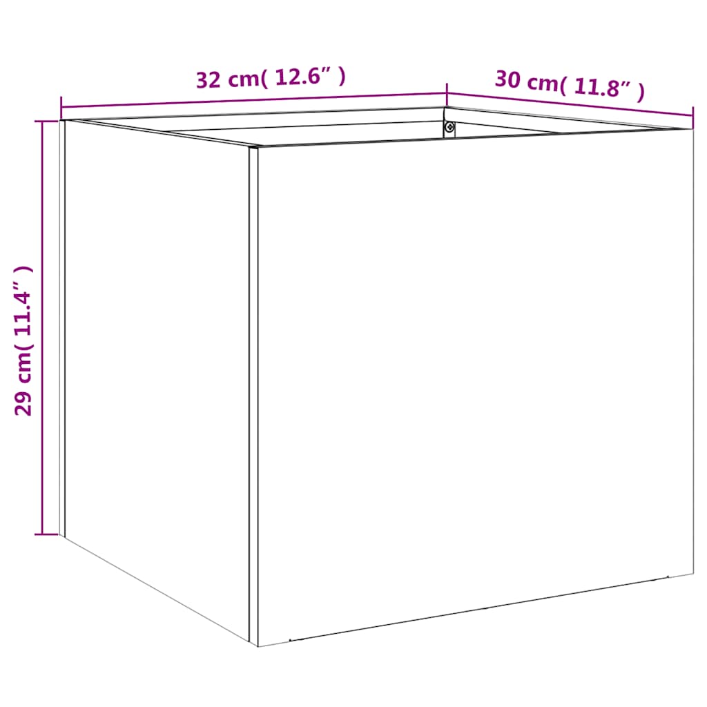 Plantekasser 2 stk sølv 32x30x29 cm rustfritt stål