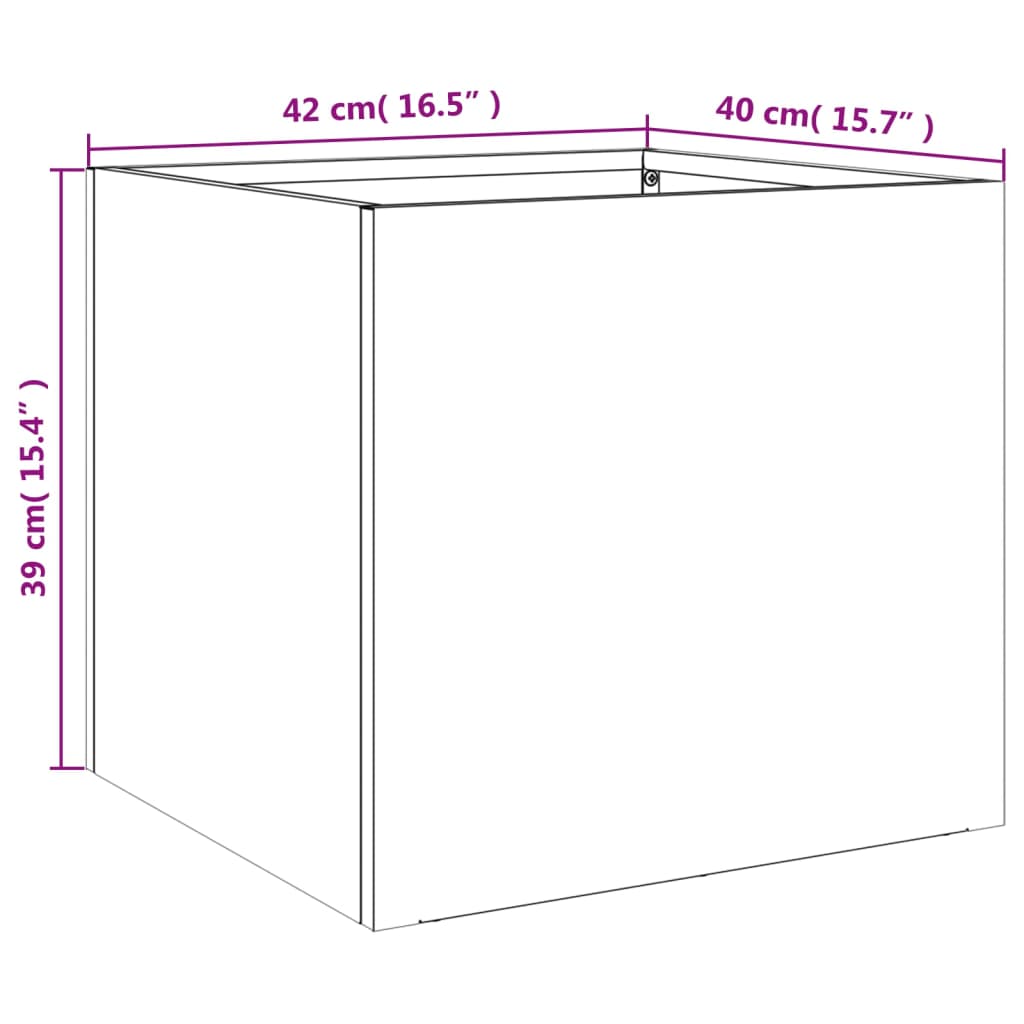 Plantekasser 2 stk antrasitt 42x40x39 cm stål