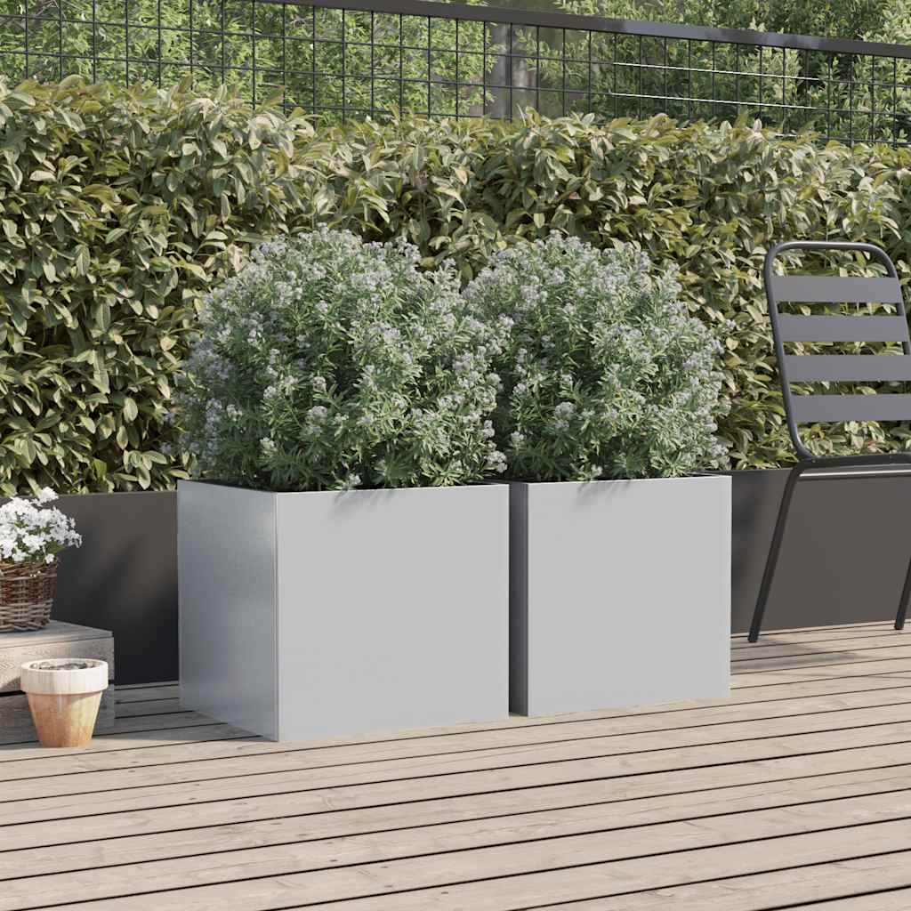 Plantekasser 2 stk sølv 42x40x39 cm galvanisert stål
