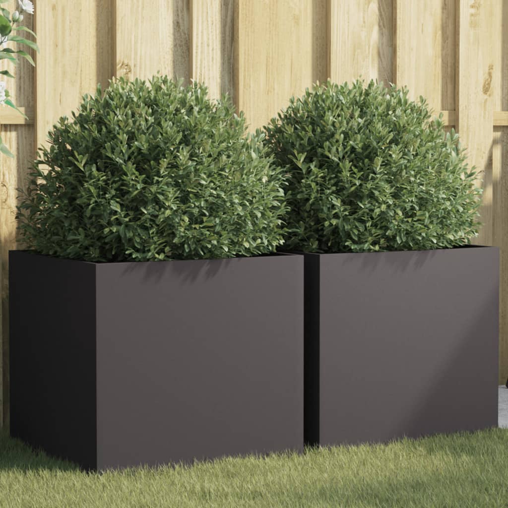 Plantekasser 2 stk svart 49x47x46 cm stål