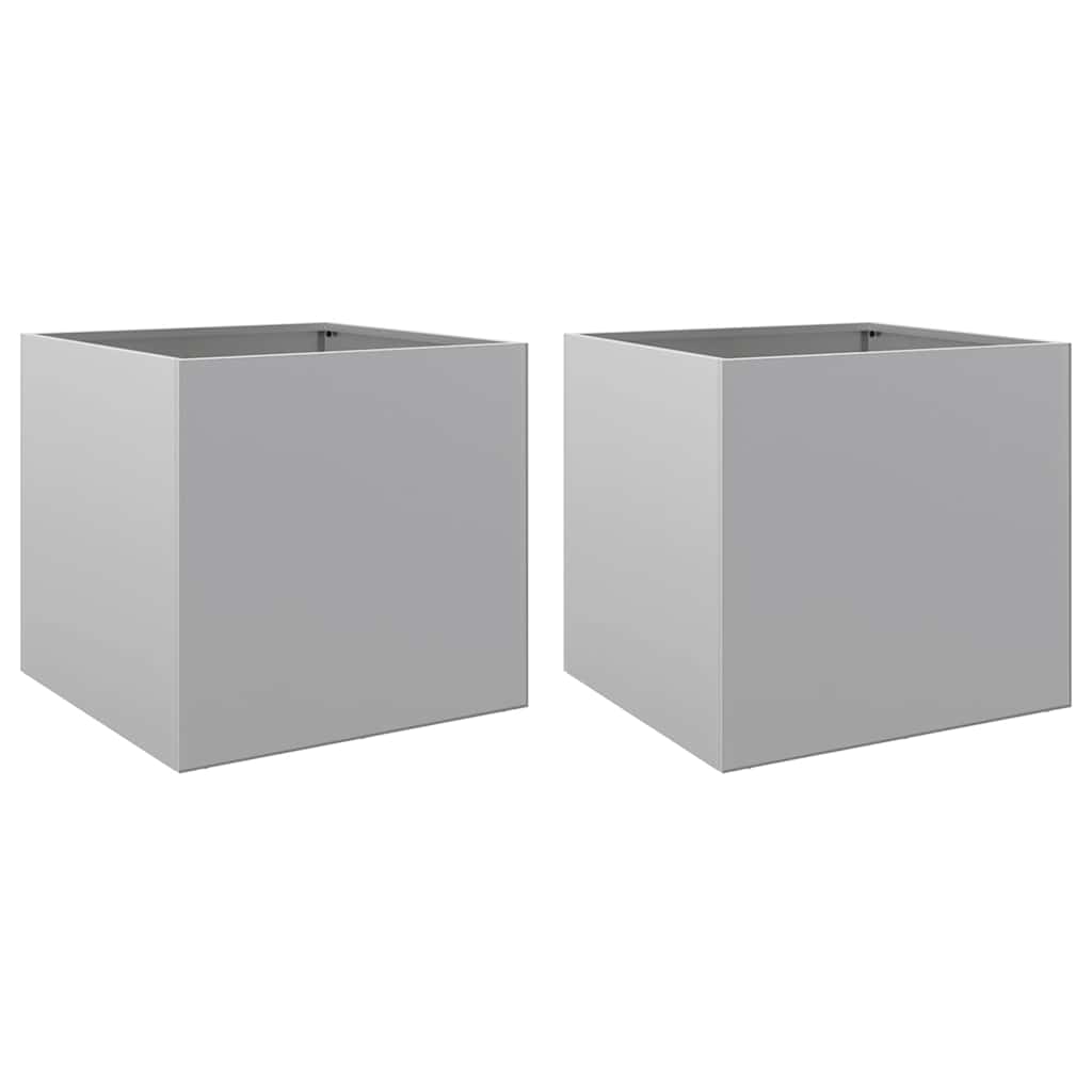 Plantekasser 2 stk sølv 49x47x46 cm galvanisert stål