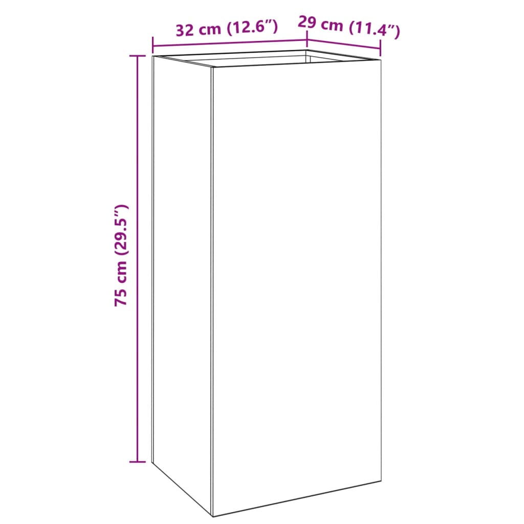 Plantekasse svart 32x29x75 cm stål
