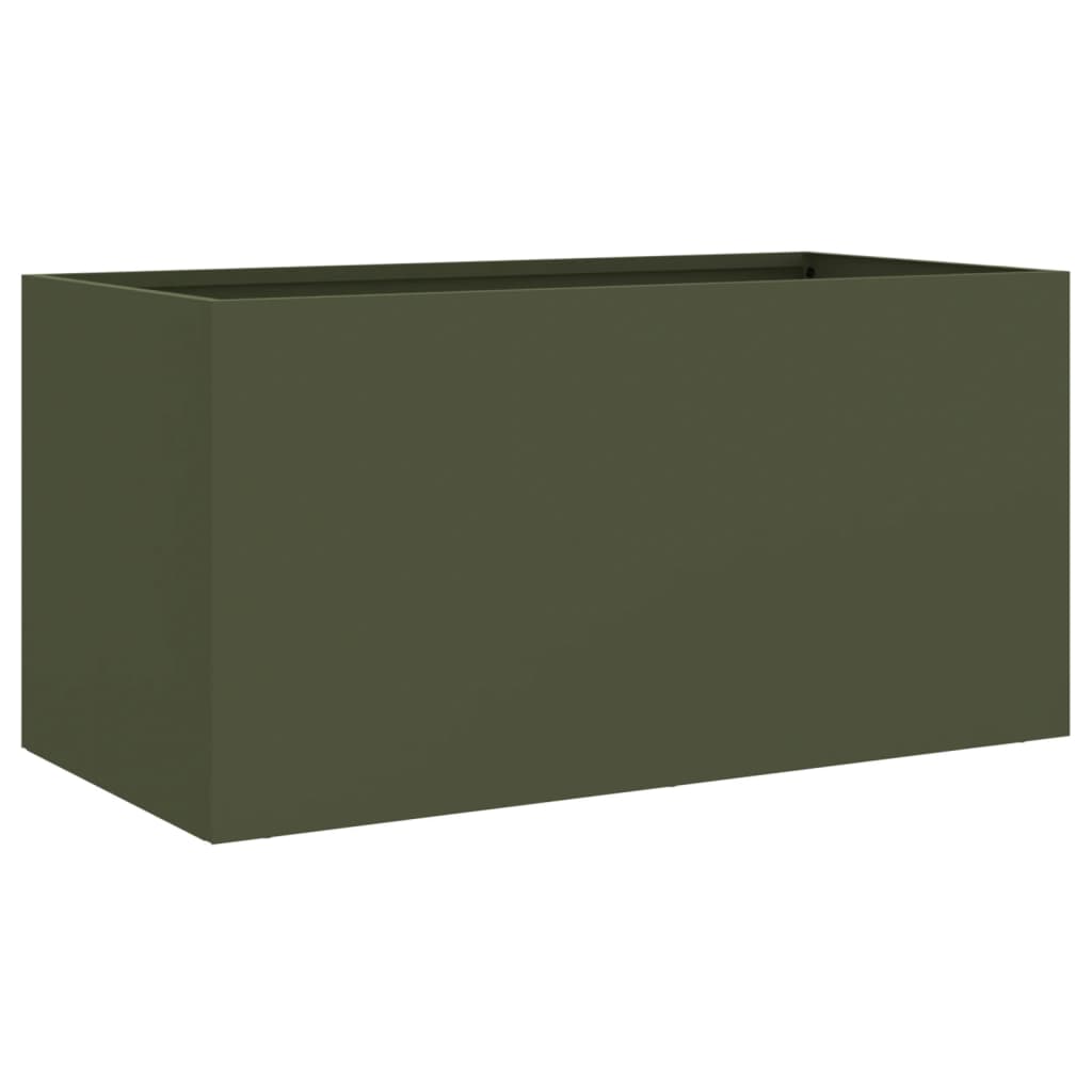 Plantekasse olivengrønn 62x30x29 cm stål