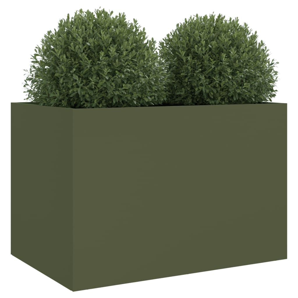 Plantekasse olivengrønn 62x40x39 cm stål