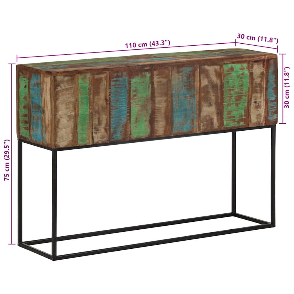 Konsollbord 110x30x75 cm gjenvunnet heltre og jern