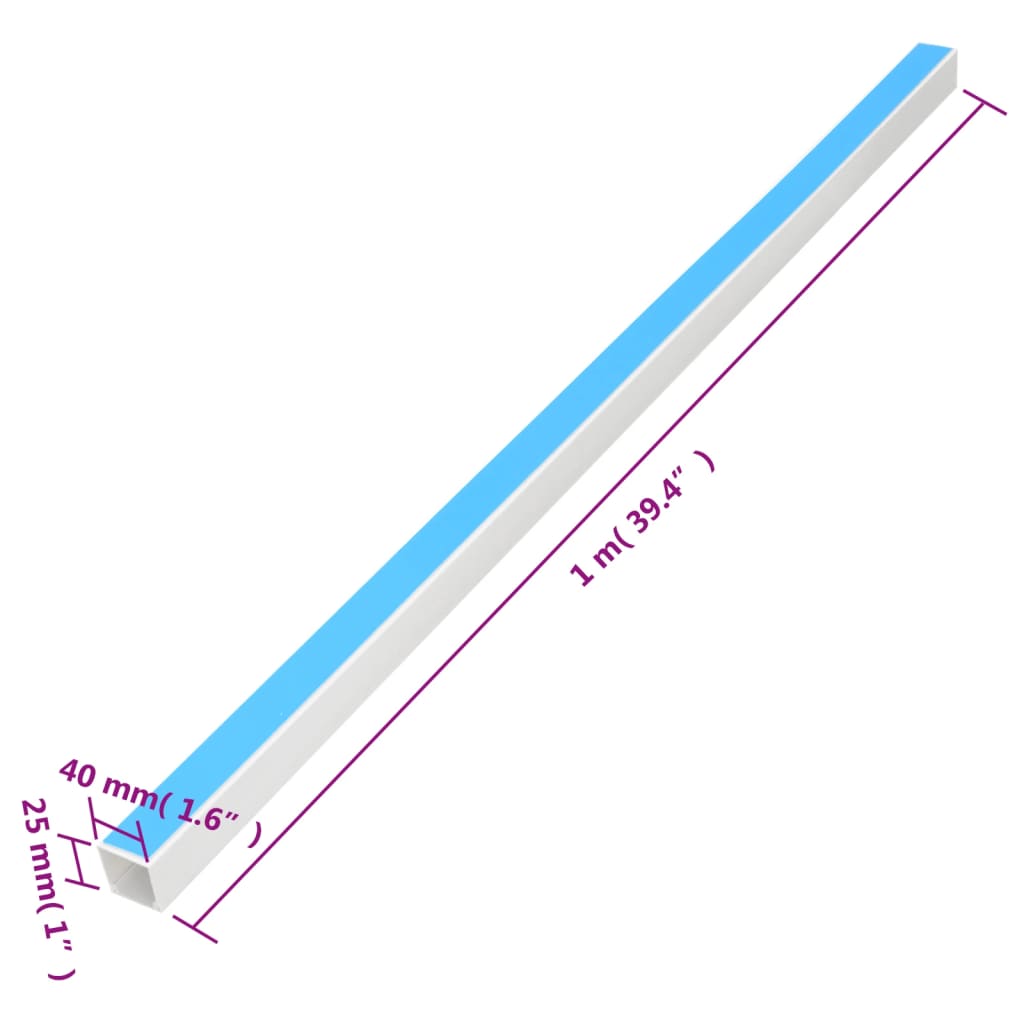 Kabelkanaler selvklebende 40x25 mm 30 m PVC vidaXL