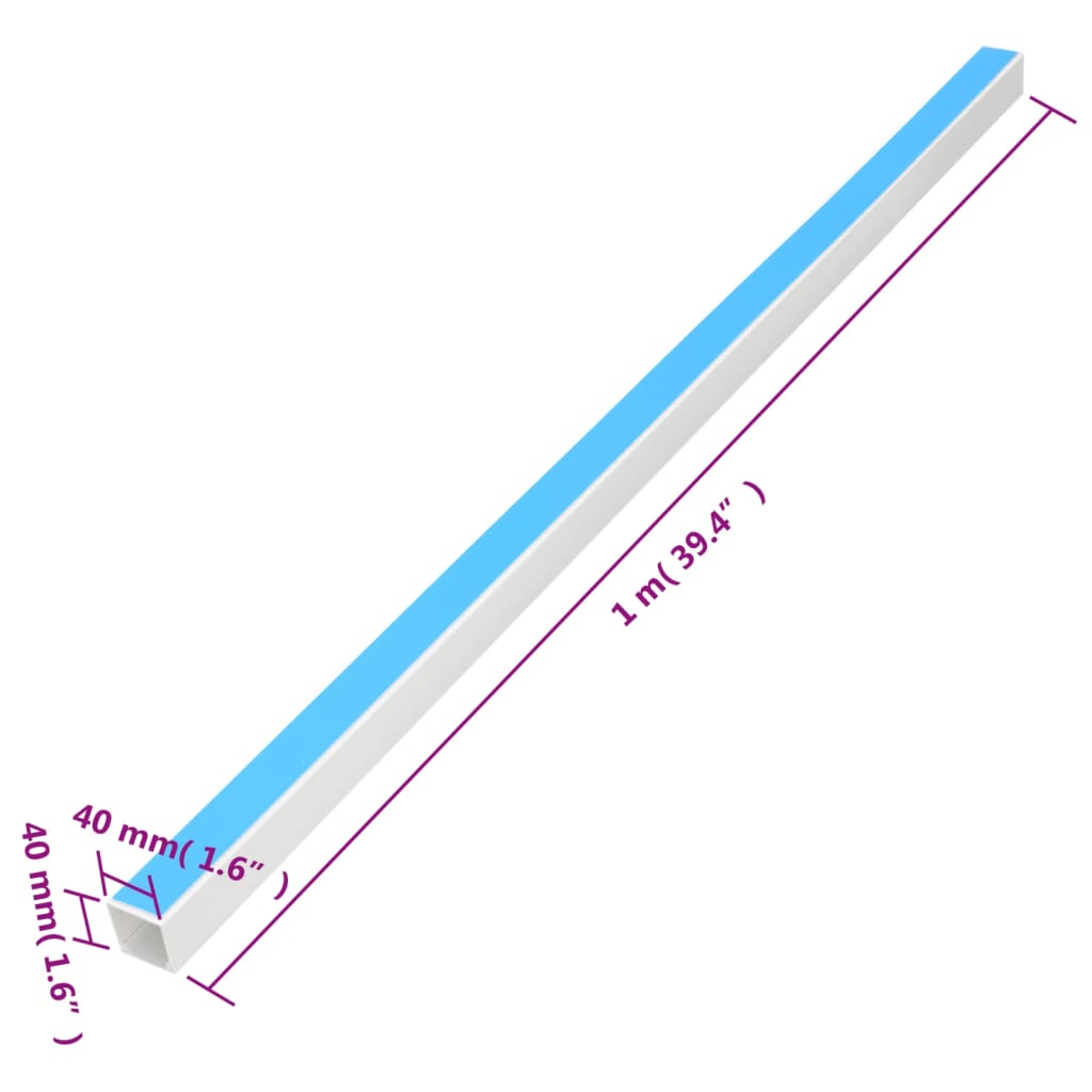 Kabelkanaler selvklebende 40x40 mm 30 m PVC vidaXL
