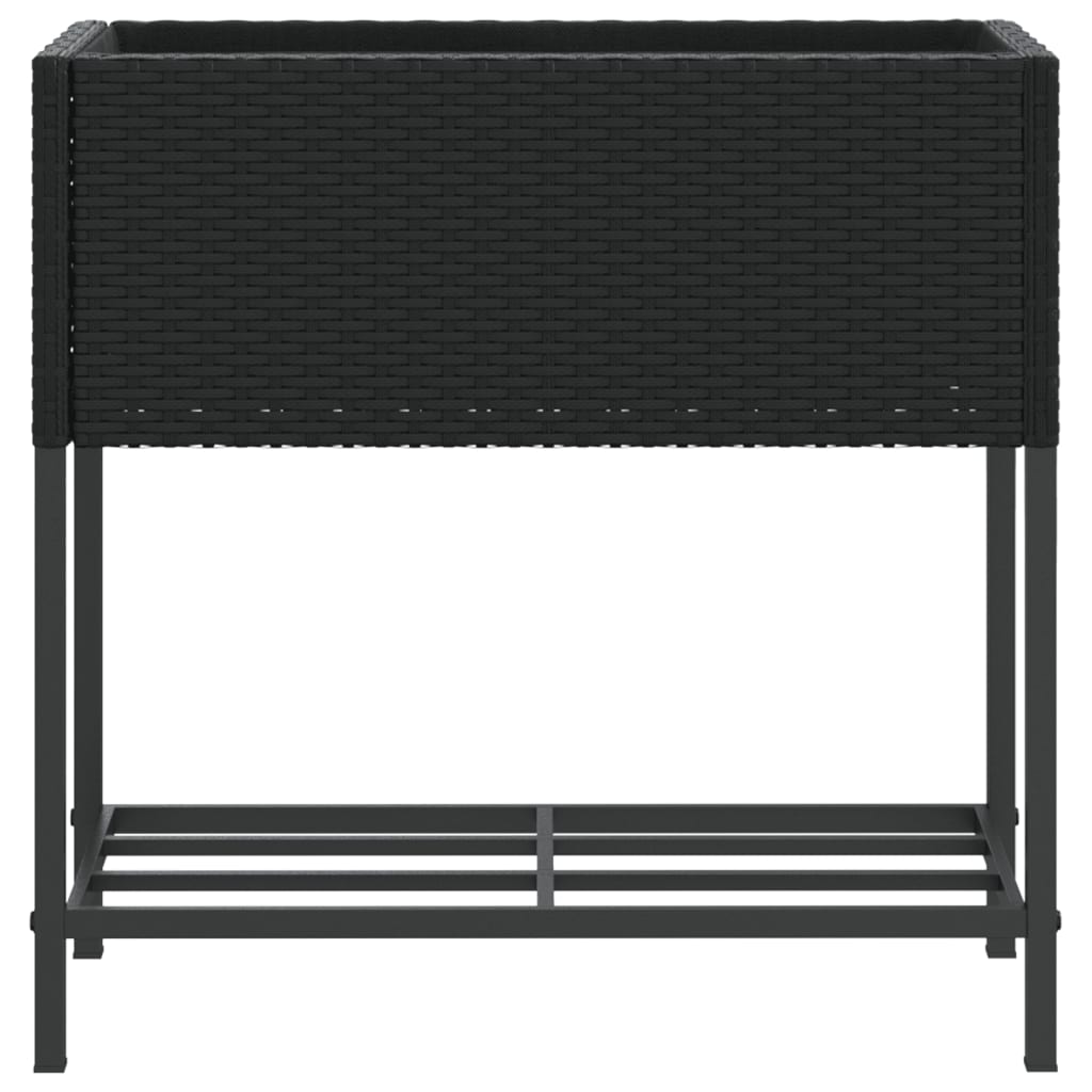 Plantekasser med hylle 2 stk svart 70x28x70 cm polyrotting