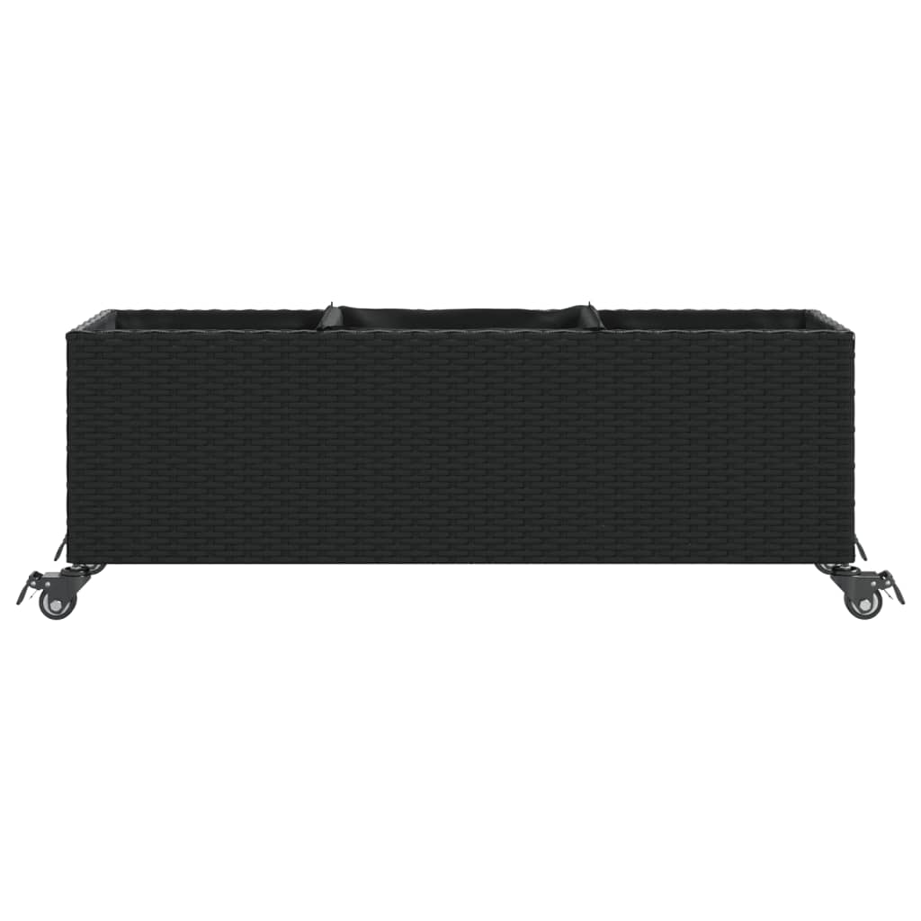 Plantekasser med hjul 2 stk svart 107x32x38 cm polyrotting