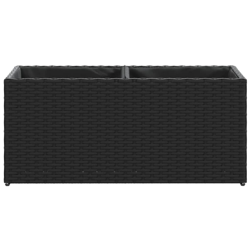 Plantekasser med 2 potter 2 stk svart 72x30x32 cm polyrotting