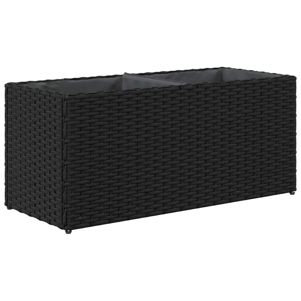 Plantekasser med 2 potter 2 stk svart 72x30x32 cm polyrotting