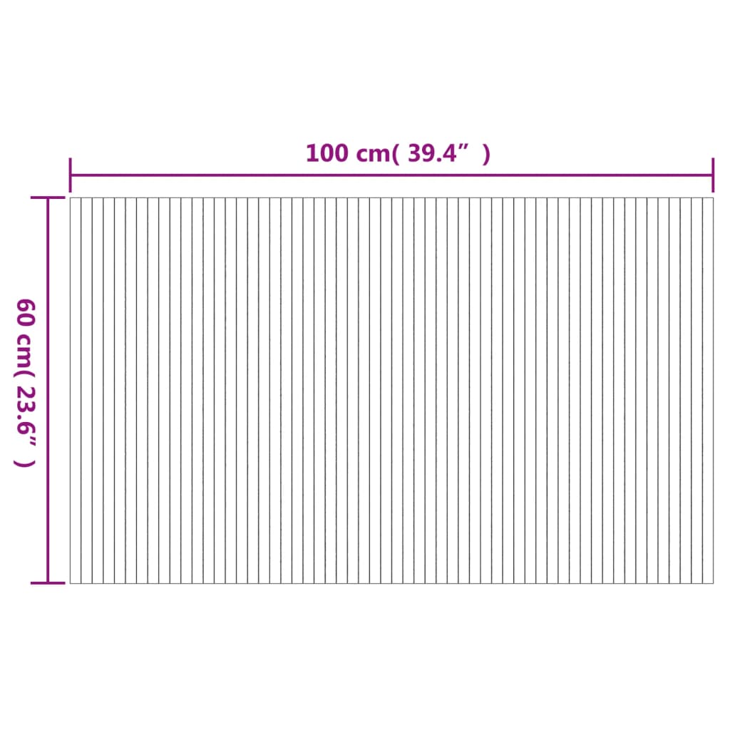 Teppe rektangulært svart 60x100 cm bambus