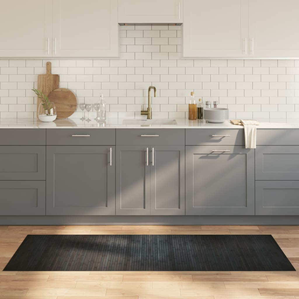 Teppe rektangulær grå 70x200 cm bambus