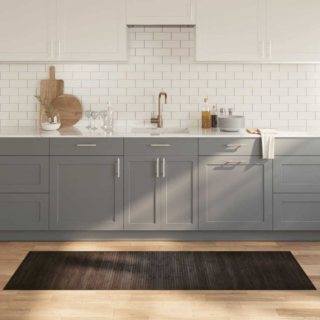Teppe rektangulær mørkebrun 70x200 cm bambus