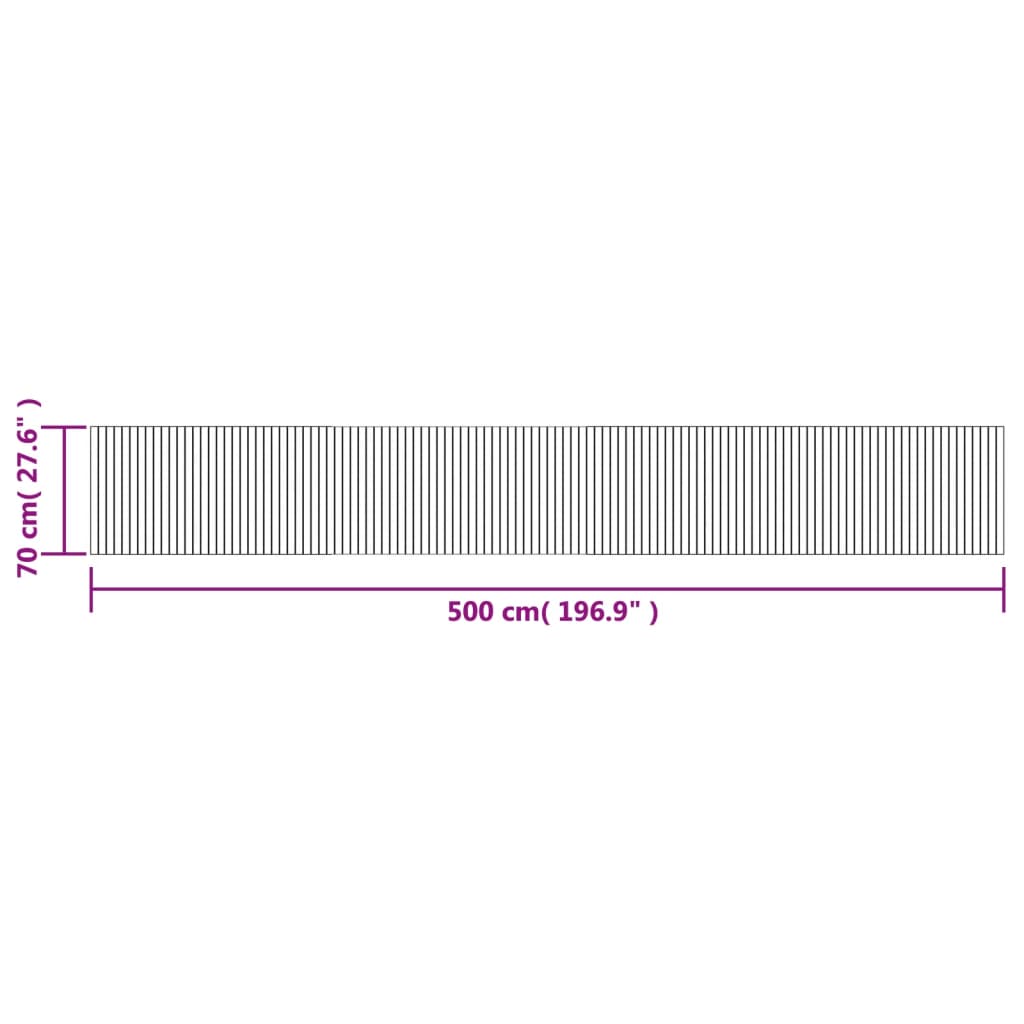 Teppe rektangulært svart 70x500 cm bambus