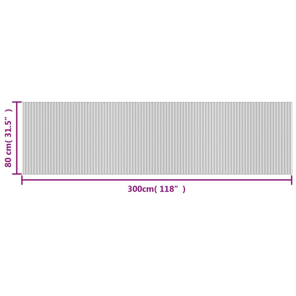 Teppe rektangulært svart 80x300 cm bambus