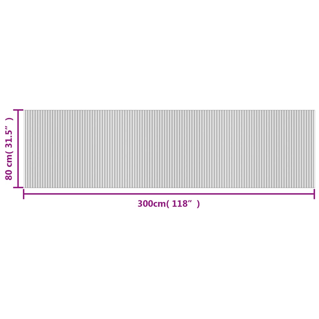 Teppe rektangulær grå 80x300 cm bambus