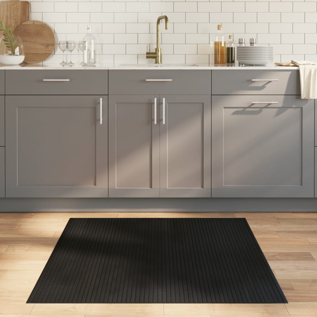Teppe rektangulært svart 100x100 cm bambus