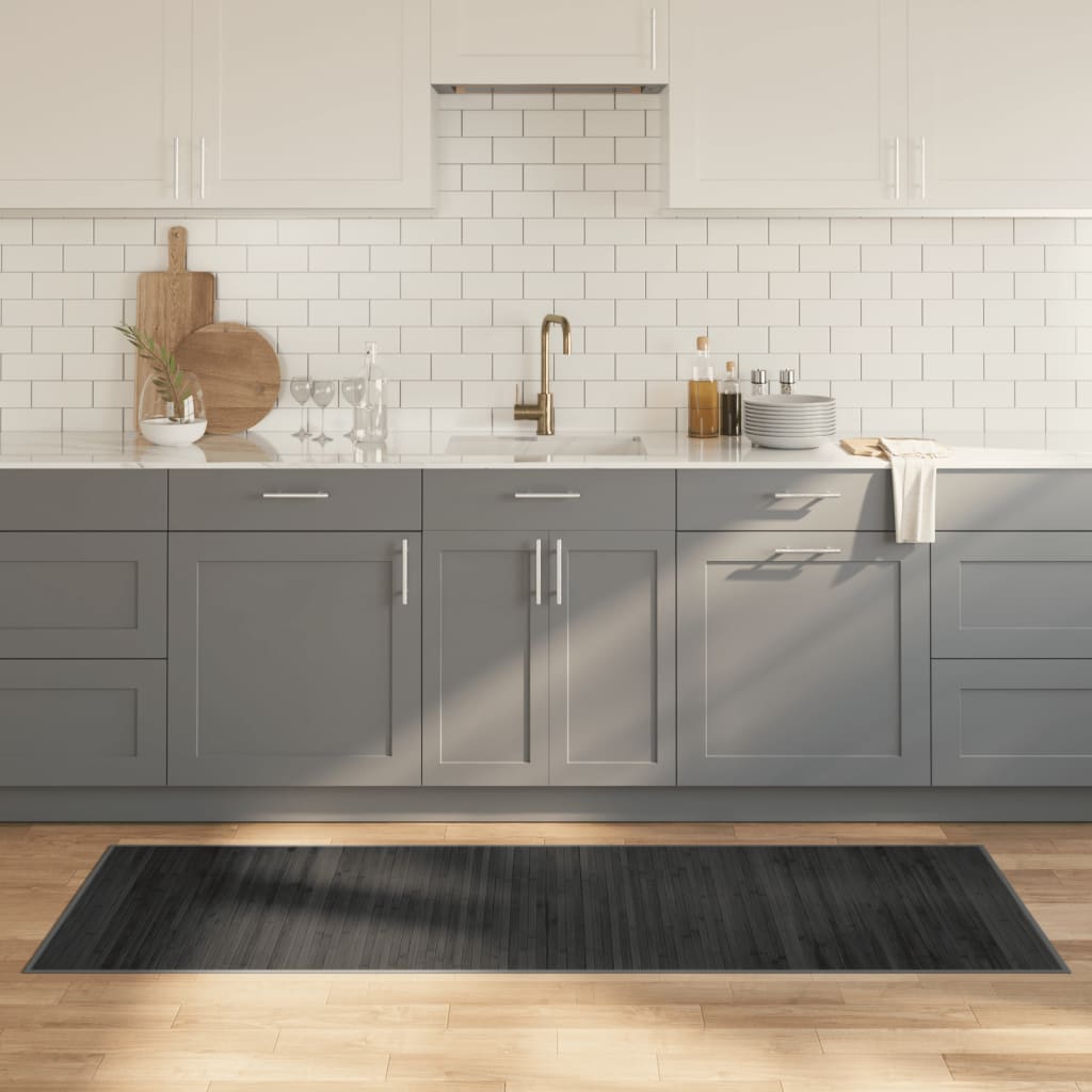 Teppe rektangulær grå 70x200 cm bambus