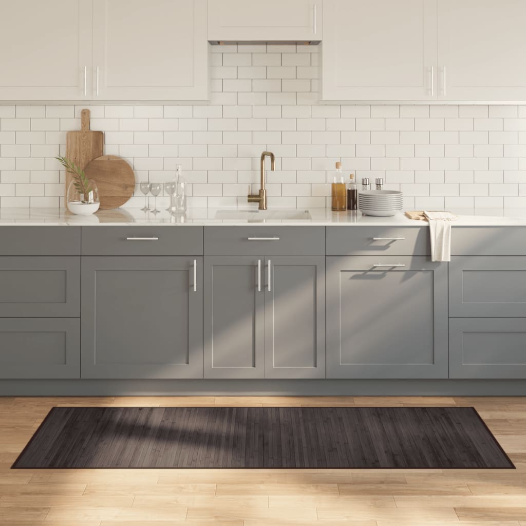 Teppe rektangulær mørkebrun 70x200 cm bambus