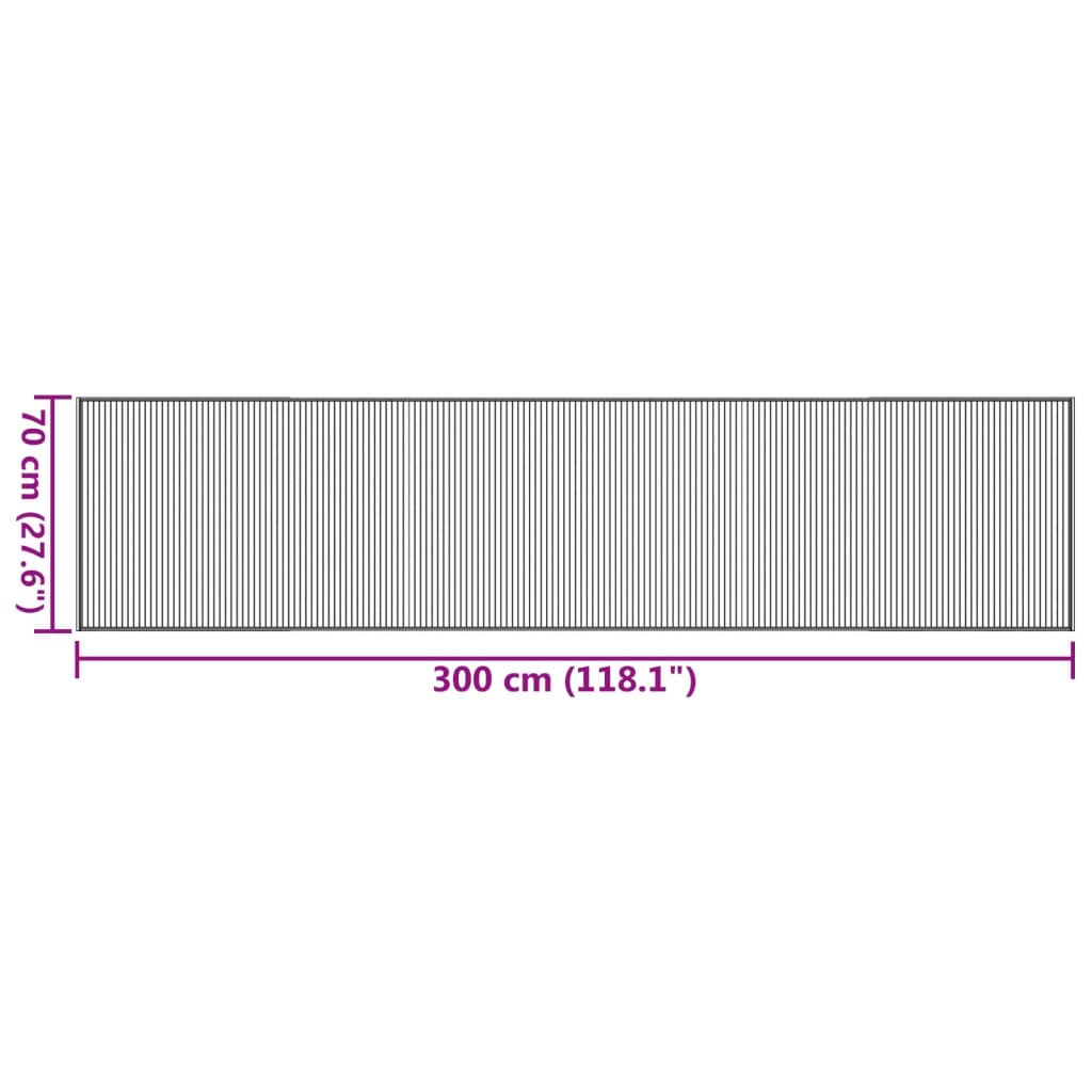 Teppe rektangulært svart 70x300 cm bambus