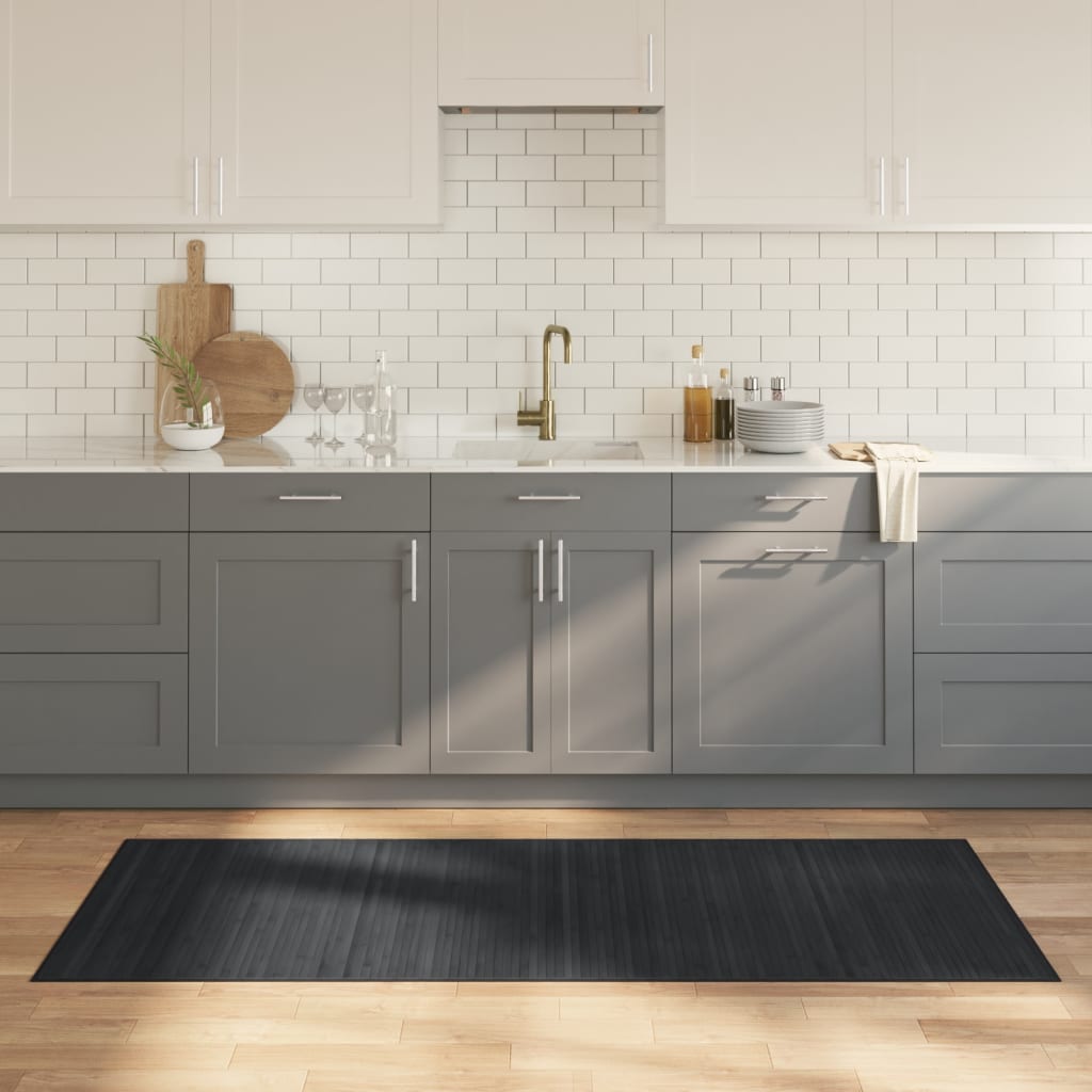 Teppe rektangulær grå 80x200 cm bambus