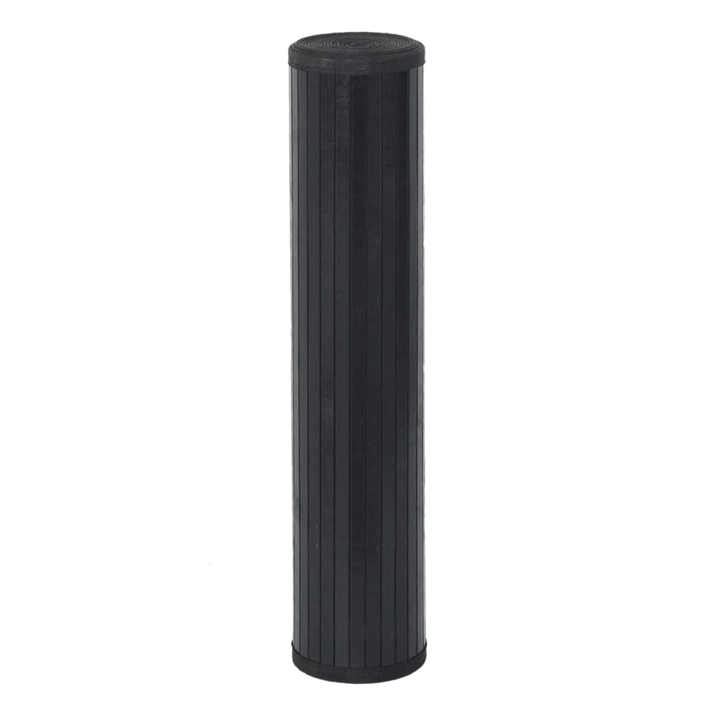Teppe firkantet svart 100x100 cm bambus