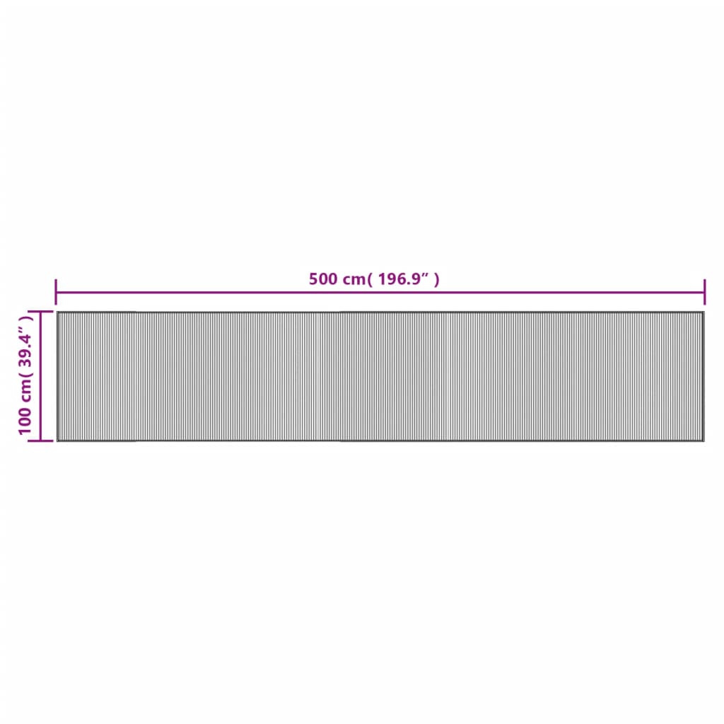 Teppe rektangulært svart 100x500 cm bambus