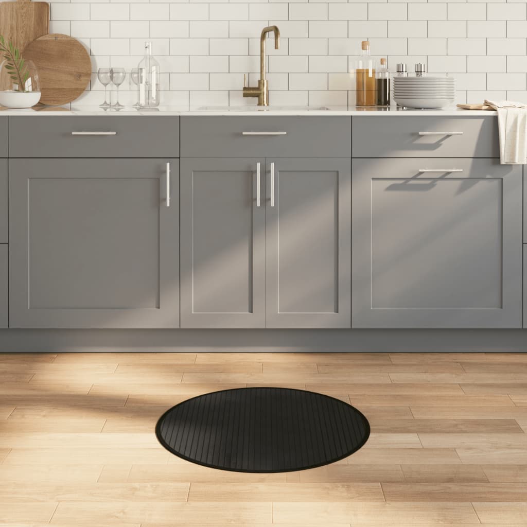 Teppe rund svart 60 cm bambus vidaXL