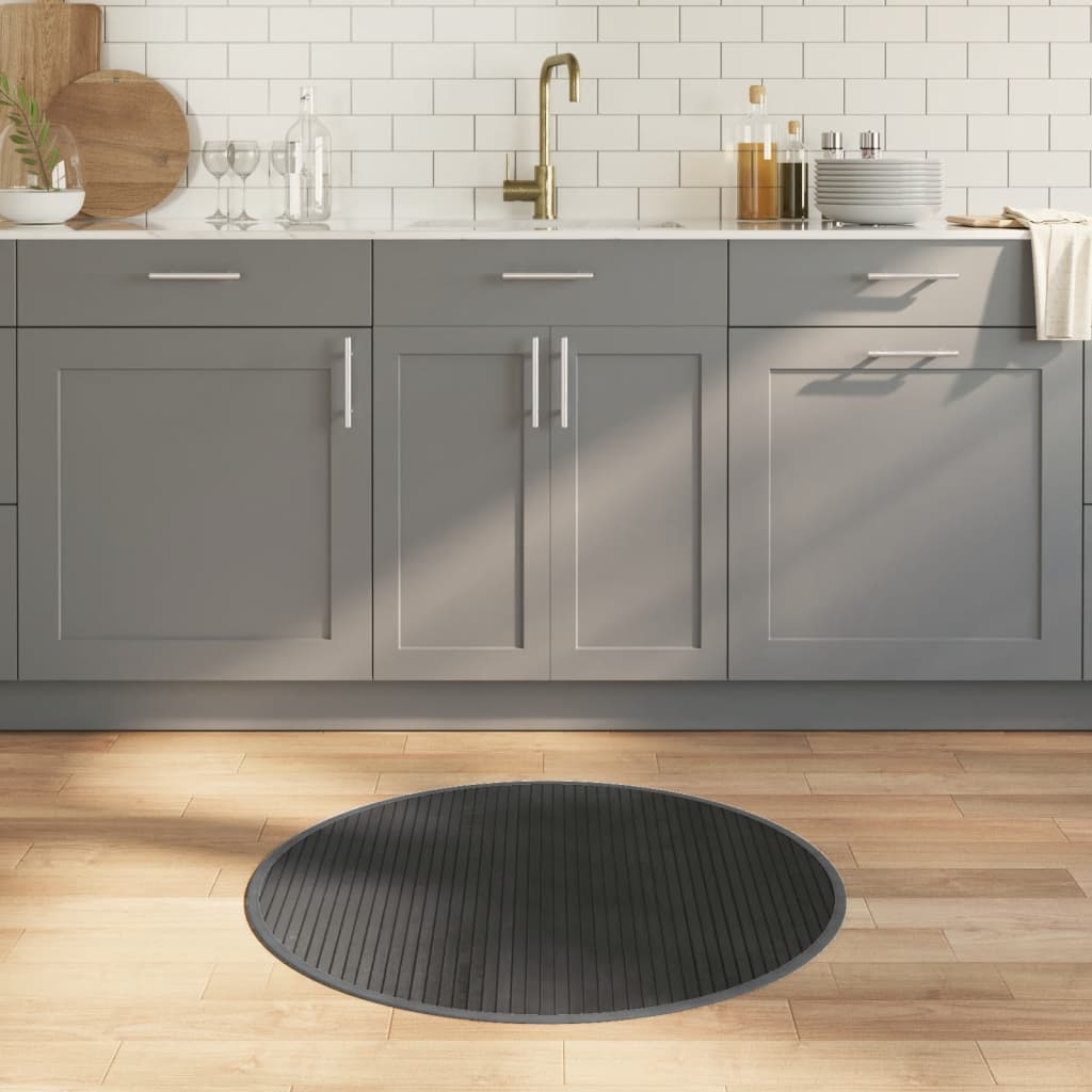 Teppe rund grå 80 cm bambus vidaXL