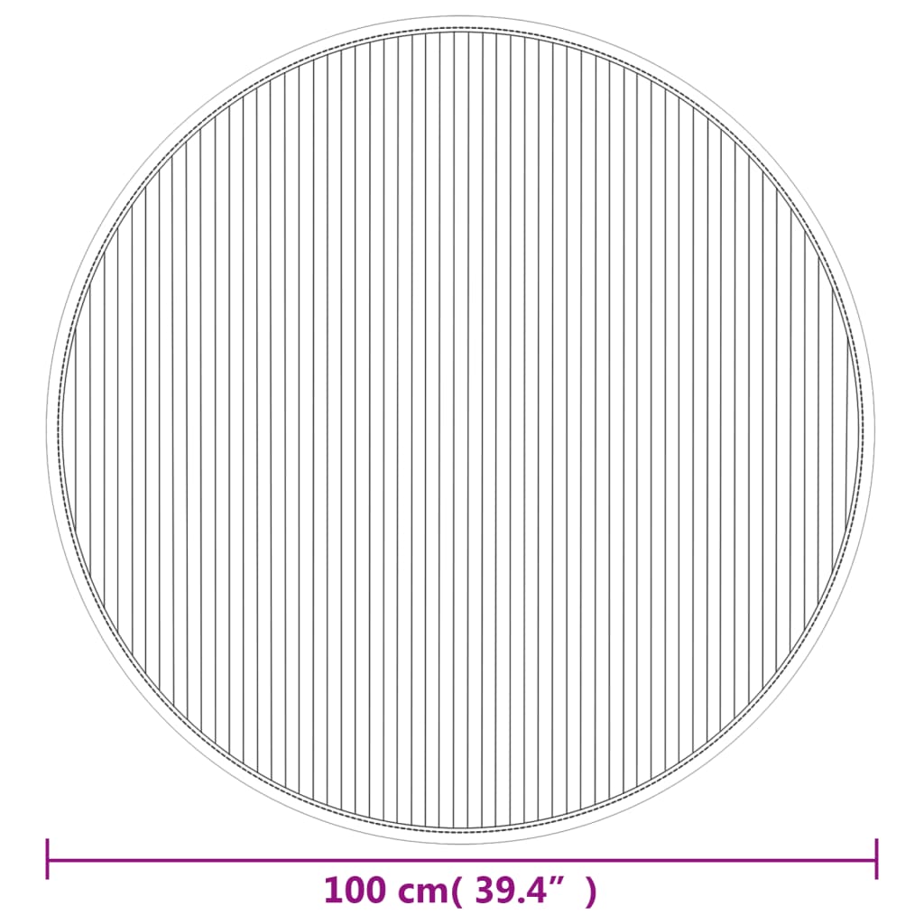 Teppe rund svart 100 cm bambus vidaXL