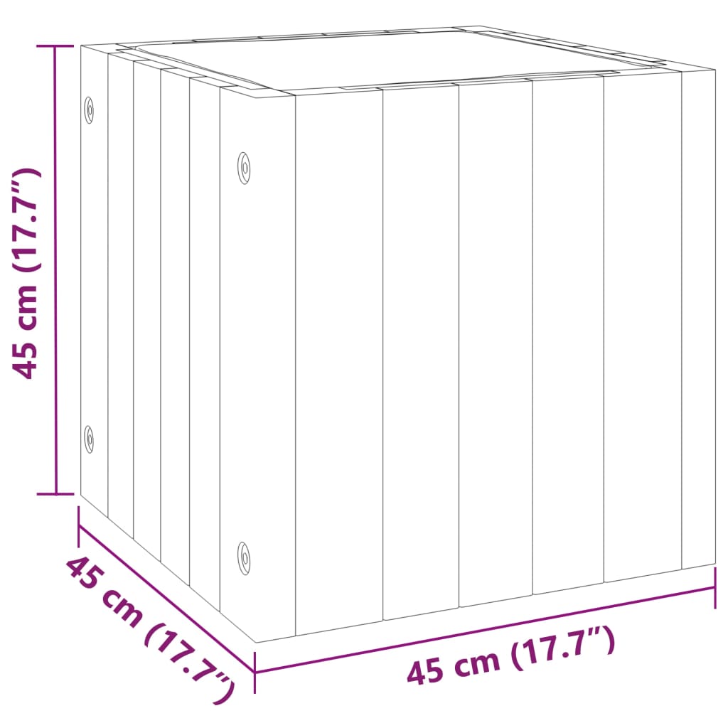 Plantekasse 45x45x45 cm helte akasie