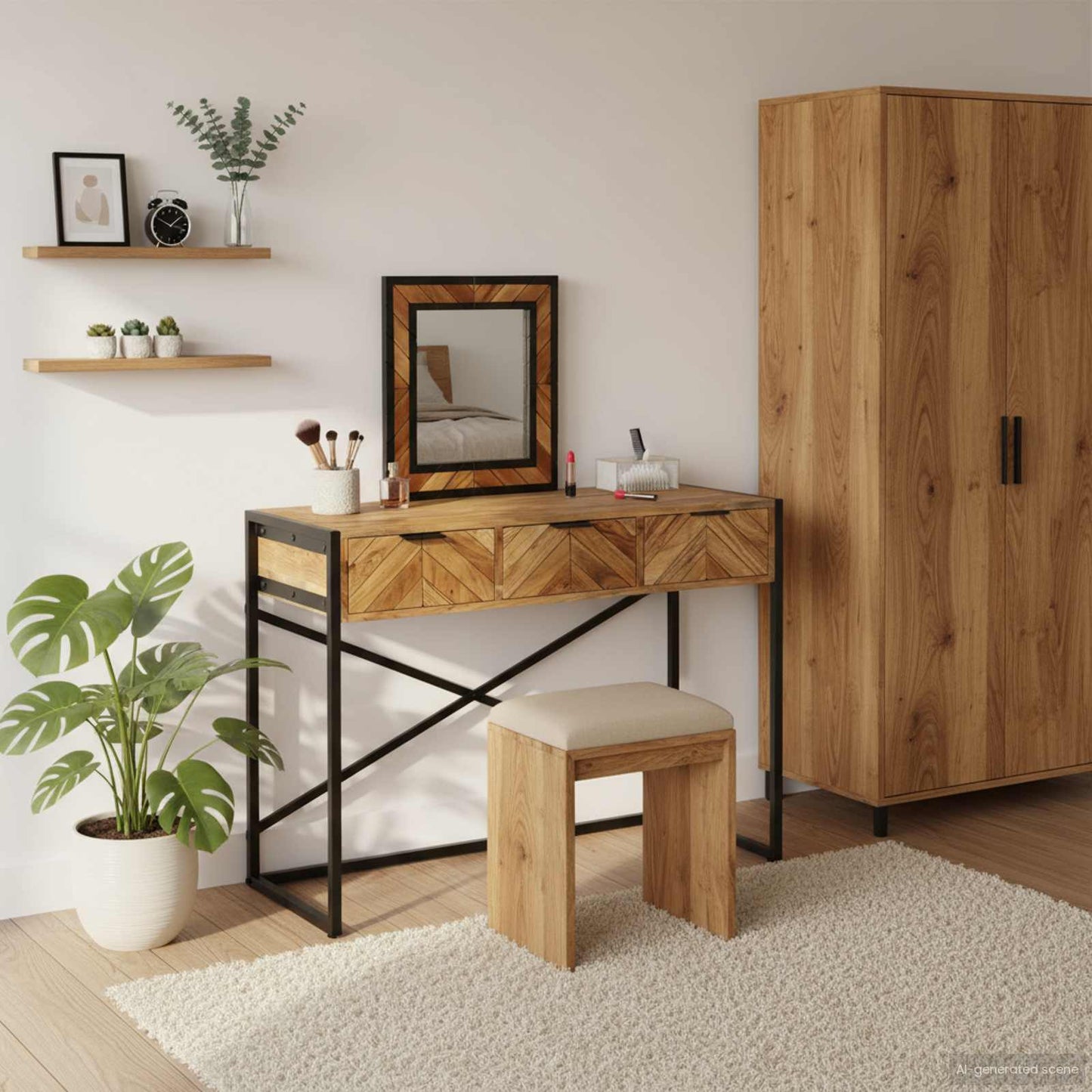 Sminkebord med skuff Brun 100 x 40 x 120 cm Solid akasietre