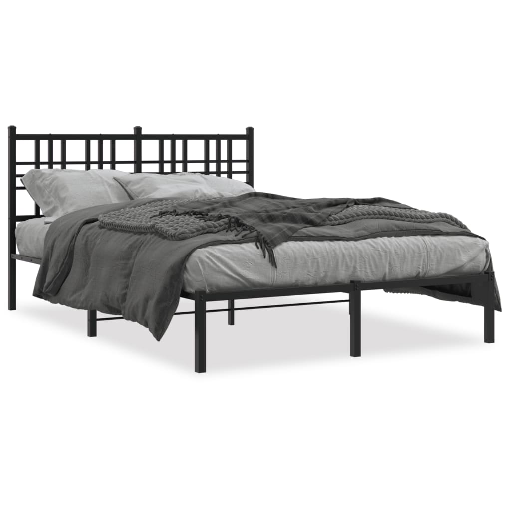 Sengeramme i metall med sengegavl svart 120x200 cm