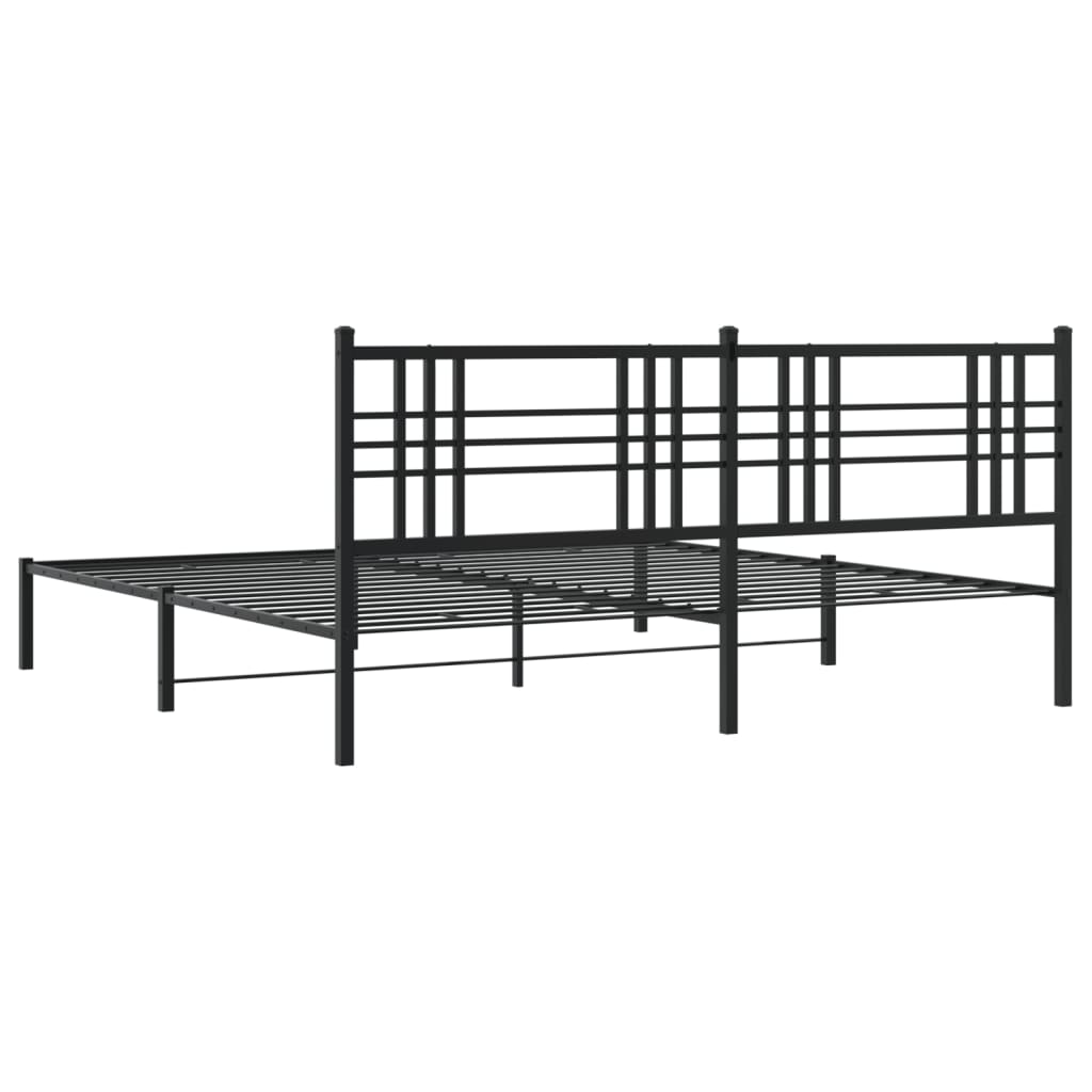 Sengeramme i metall med sengegavl svart 193x203 cm