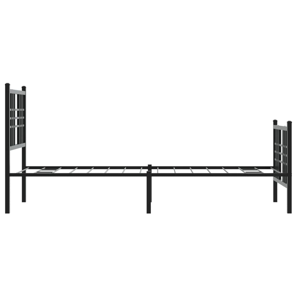 Sengeramme i metall med hode- og fotgavl svart 75x190 cm