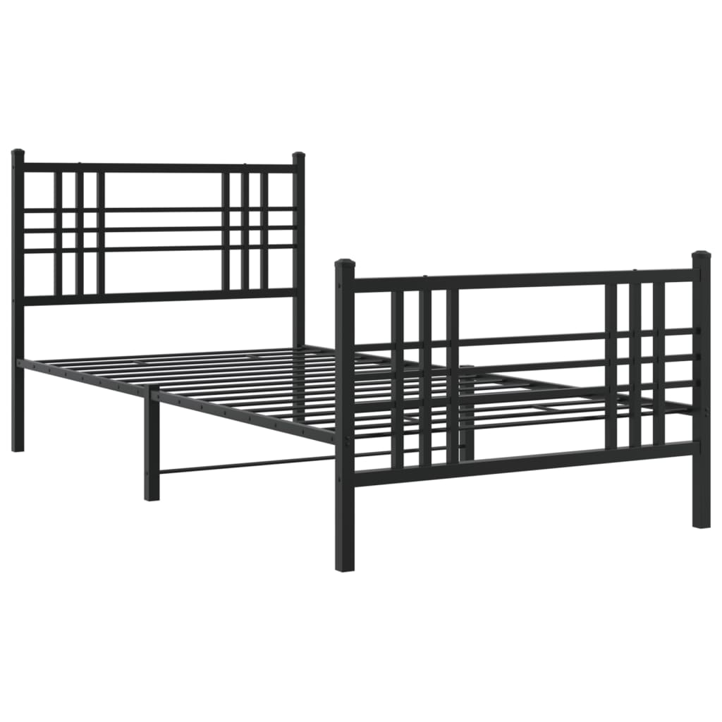 Sengeramme i metall med hode- og fotgavl svart 100x190 cm
