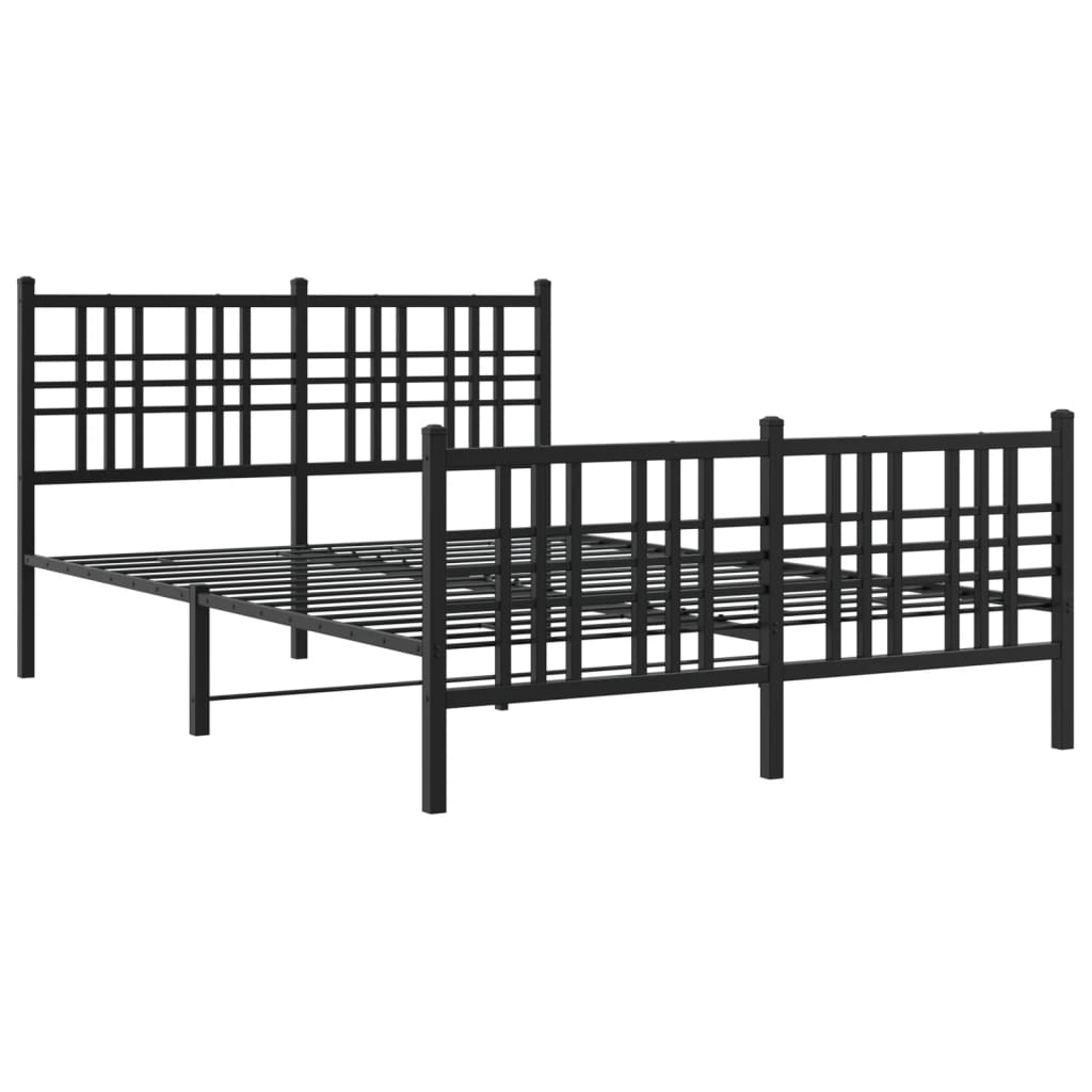 Sengeramme i metall med hode- og fotgavl svart 120x190 cm